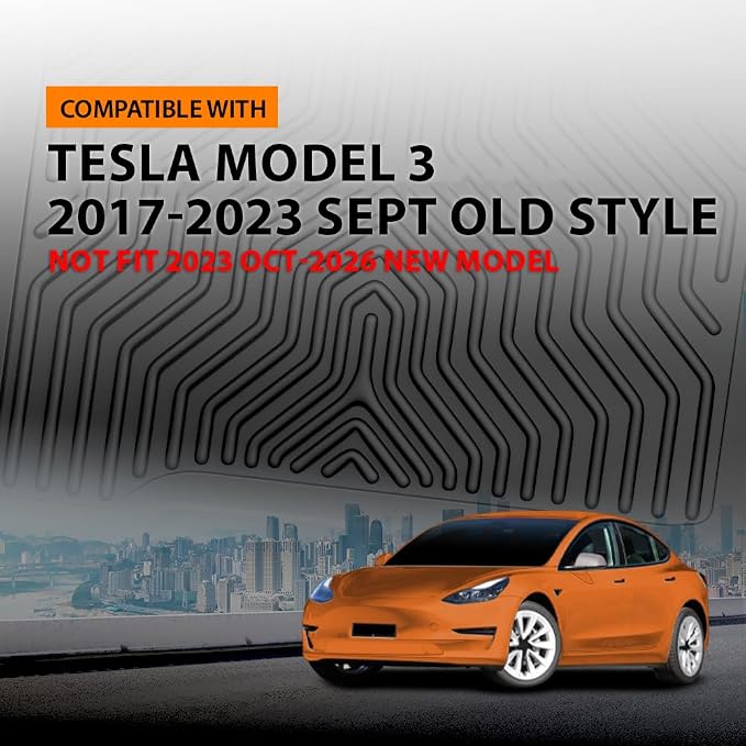 G-PLUS TPE Floor Mats Fit for Tesla Model 3 2017-2023 | Not Fit 2023 Oct-2026 New Model,All Weather Protection,Custom Fit Model 3 Floor Liners Accessories,1st & 2nd Row,Non-Slip