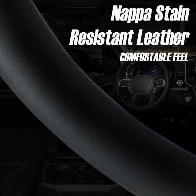 Yangday Leather Steering Wheel Cover for Toyota RAV4 Corolla Camry Highlander, 14.5-15 inches Car Steering Wheel Cover with Non-Slip Breathable (Bright Silver)