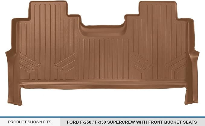 MAXLINER Floor Mats 2nd Row Liner Tan for 2017-2019 Ford F-250 / F-350 Super Duty Crew Cab with 1st Row Bucket Seats