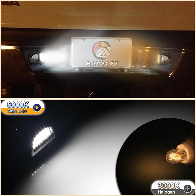 LED License Plate Light tag lamp Assembly For 1999-2013 Chevy Silverado GMC Sierra 1500 2500 3500 Avalanche Suburban Tahoe Yukon Chrome housing 6000K White, Pack of 2