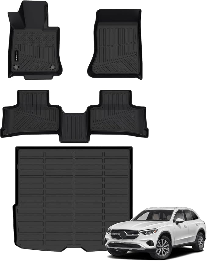 Auxko All Weather Floor Mats Cargo Mat Fit for 2026-2023 Benz GLC 300/300E/43AMG TPE Liners Accessories All Season Guard Odorless Anti-Slip Floor Mats Cargo Mat for Benz GLC 300 300E 43AMG Black