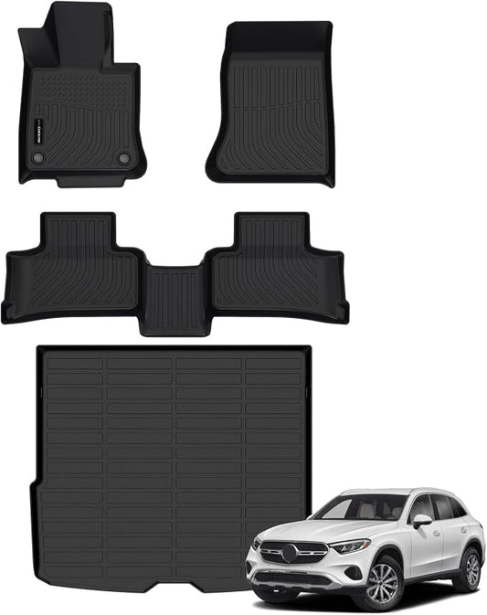 Auxko All Weather Floor Mats Cargo Mat Fit for 2026-2023 Benz GLC 300/300E/43AMG TPE Liners Accessories All Season Guard Odorless Anti-Slip Floor Mats Cargo Mat for Benz GLC 300 300E 43AMG Black