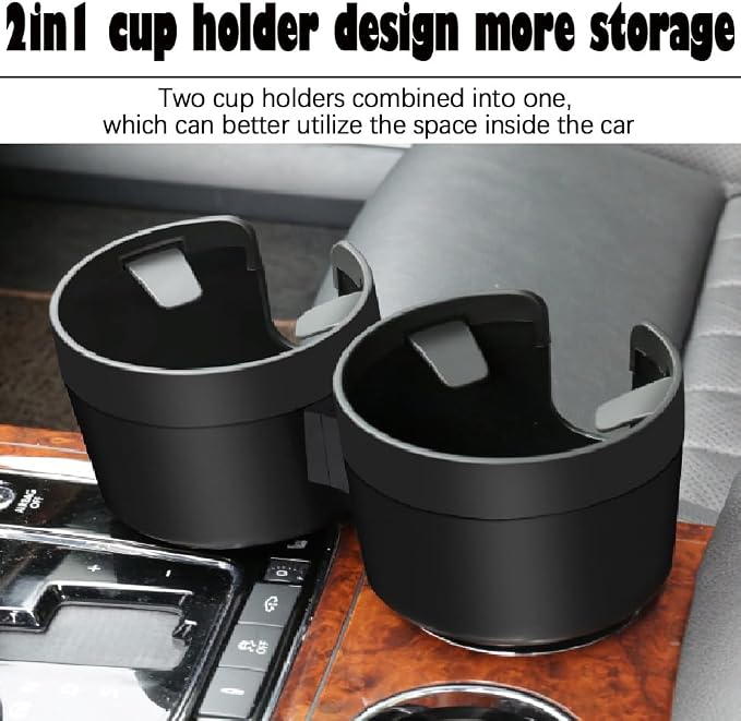 Car Cup Holder Expander, 2 in 1 Cup Holder Expander with Adjustable Base, Cup Holder Insert for 10-46 OZ Bottles, Cups, Extra Automotive Cup Holder for Car Fits for Yeti, Hydroflask, Car Accessories