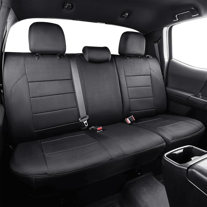 EKR Custom Fit Tacoma Rear Car Seat Covers for Toyota Tacoma (Petrol) 2024 2025 2026 Double cab SR/SR5/TRD Sport/TRD Off-Road/Limited - Second Row Only,Neoprene (Black)