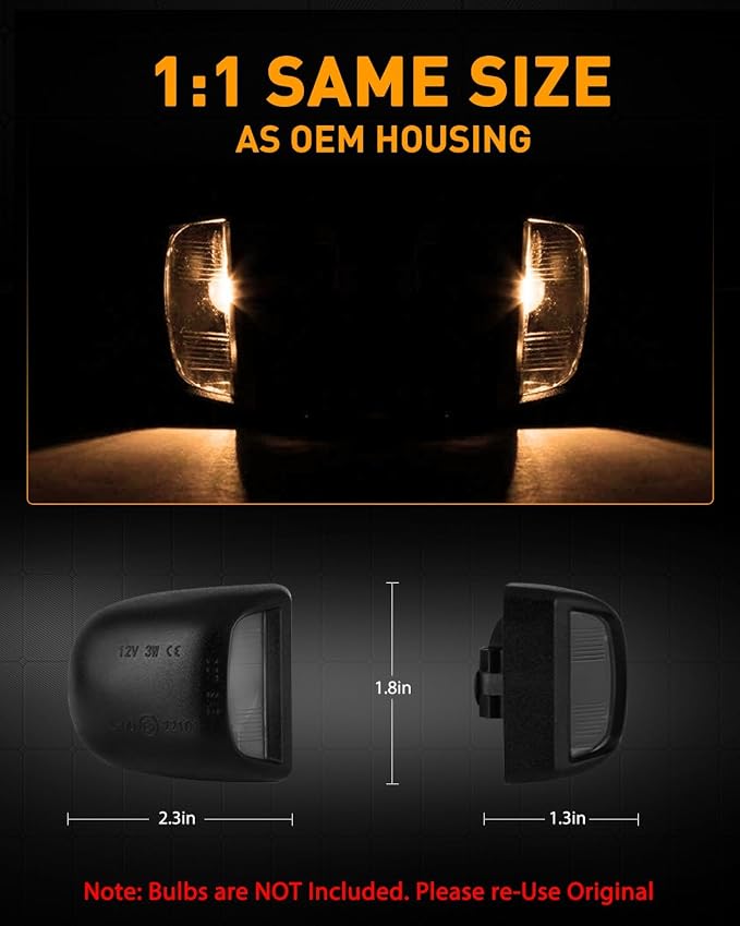 LESAUCE LED License Plate Light Housing for for Chevy Silverado 1500 2500 3500 Suburban Tahoe GMC Sierra Yukon XL for Escalade, Black, 2PCS