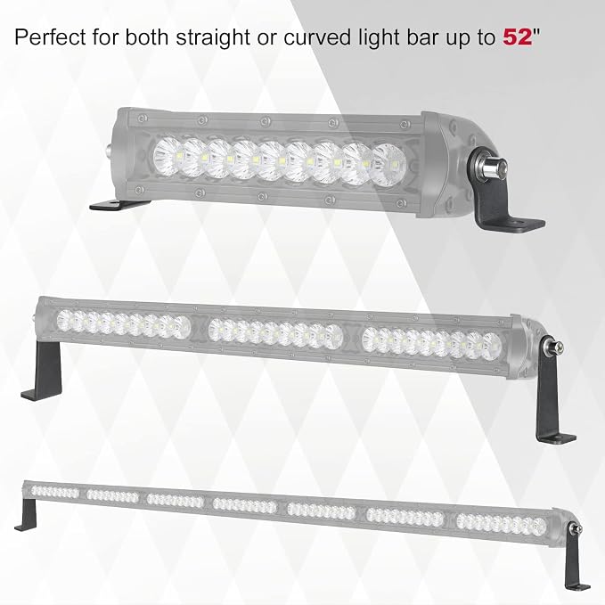 OFFROADTOWN 2 Pack Light Bar Mounting Brackets Side-Mounted Brackets for Single Row Bar Straight or Curved Universal Adjustable Bracket Mounts Kits L Shape for Offroad Truck Jeep