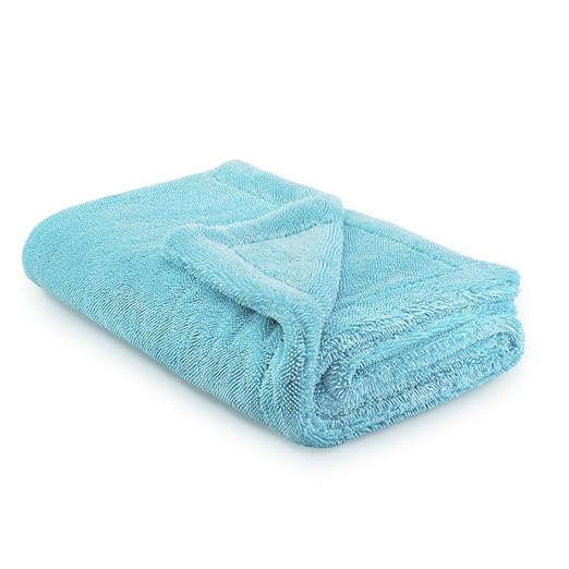 SPTA The Liquid8r - Absorbent 70/30 Blend Microfiber Drying Towel for Cars, Trucks, SUVs, Safe for Detailing + Scratch Free, Twist Loop, 1100gsm, 26.8in x 36.2in, Aqua Blue-MT037