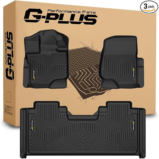 G-PLUS TPE Floor Mats Fit Ford F150 Supercab 2015-2025 | Not Fit Models W/o Factory Carpet,All Weather Protection,Non-Slip,Custom Fit Floor Liners,TPE Full Coverage,1st & 2nd Row