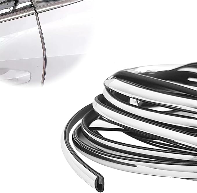 16FT (5M) Car Door Edge Protector, Universal U Shape Trim Molding Rubber Seal Protector with Fits Most Cars (Silver)