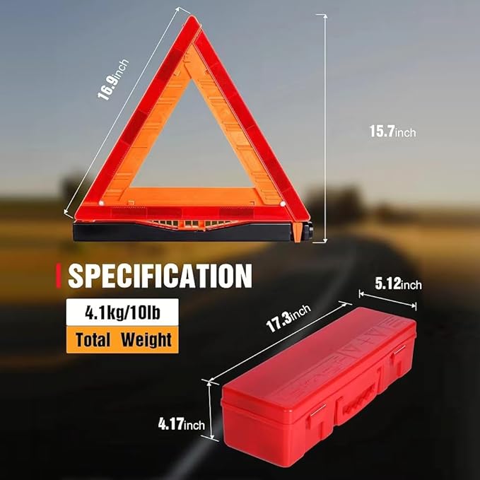 Warning Triangle Sign DOT Approved 3PK,Reflective Warning Road Safety Triangle Kit for Truck,49 CFR Part 571.125 (FMVSS 125) US