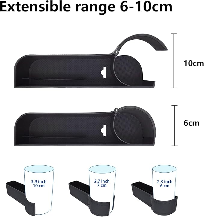 BAILISI Car seat gap filler organizer,multifunctional car seat organizer,Adjustable Cup Holder car console side storage box Holders phone, sunglasses,car accessories(Black)