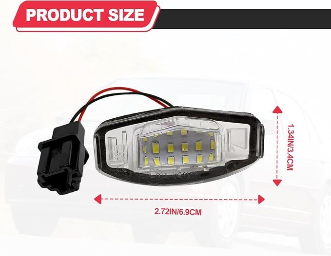 2 Pcs LED License Plate Light Lamp Tag Lights Compatible with Honda MDX TSX TL ILX RDX RL Accord Odyssey Civic Sedan Pilot Rear Tag Lights, Powered by 18-SMD 6000K White