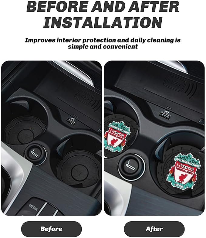 Cup Holder Insert Coaster for Liverpool UEFA Fans,Anti Slip Car Cup Coaster Interior Accessories