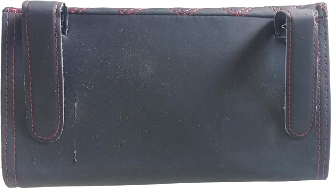 Car Visor Tissue Holder Pouch, Black with Vary Color Stitching | Refills Included, Soft Napkins Wipes Included, Stitching Color in Random