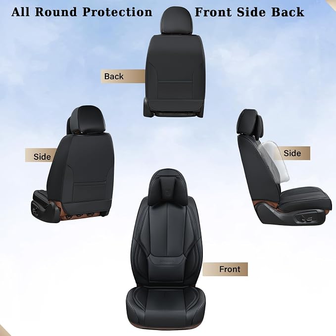 Coverado Car Seat Covers, Seat Covers for Cars, Waterproof Leather Auto Seat Protectors, Leather Car Seat Cushion, Car Interiors Accessories Universal Fit for Most Cars