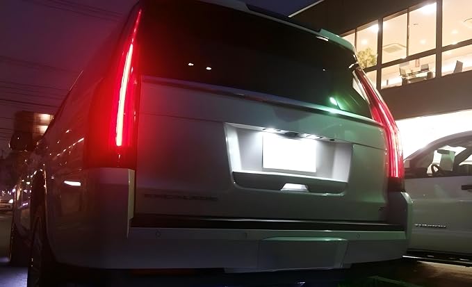 iJDMTOY OEM-Fit 3W Full LED License Plate Light Kit Compatible With 2015-20 Cadillac Escalade ATS, GMC Yukon, Chevy Tahoe Suburban Equinox, 16-up Malibu, 18-SMD Xenon White LED & Can-bus Error Free