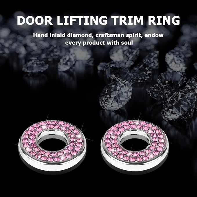 4PCS Bling Inner Car Door Lock Cover Stickers, Rhinestones Pull Rod Bolt Decorations, Crystal Auto Decals for Women Girls, Sparkly Car Door Lock Pin Caps for C Class C200L GLC260 C260L