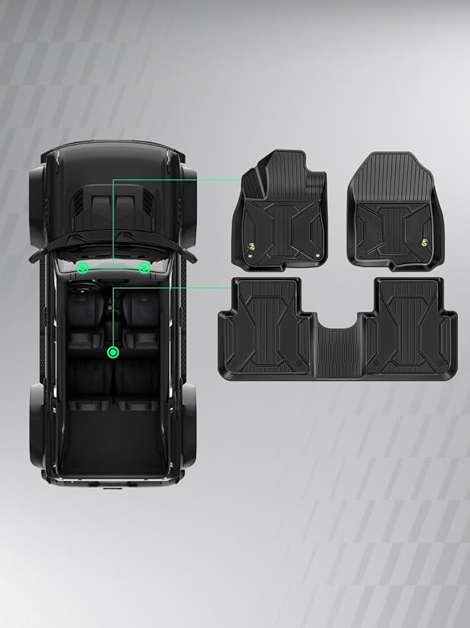 YHTAUTO Automotive Floor Mats Compatible with Honda CR-V 2017-2022 Hybrid Models, TPE All Weather Floor Liner Odorless Custom Fit Car Mats, 1st & 2nd Row, Set of 3
