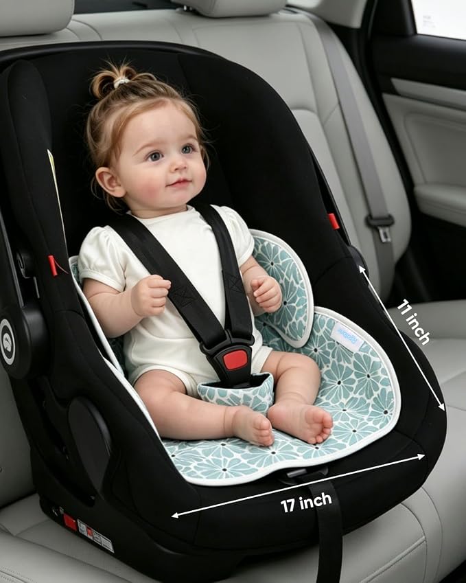 2 Pack Waterproof Baby Piddle Pads Carseat Potty Training Car Seat Protector, Waterproof Infant Car Seat Liner Cover to Prevent Pee, Leakproof and Washable (Green Flower)