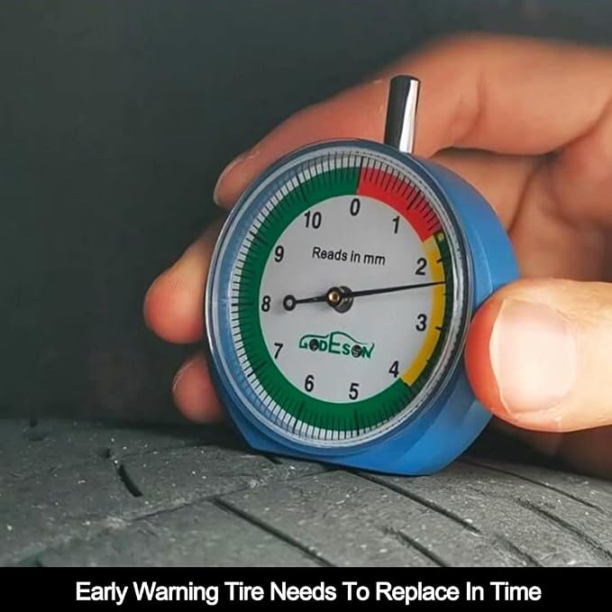GODESON 88703 Dial Tire Tread Depth Gauge in MM,Professional for Motorcycle, Car,Truck and Bus