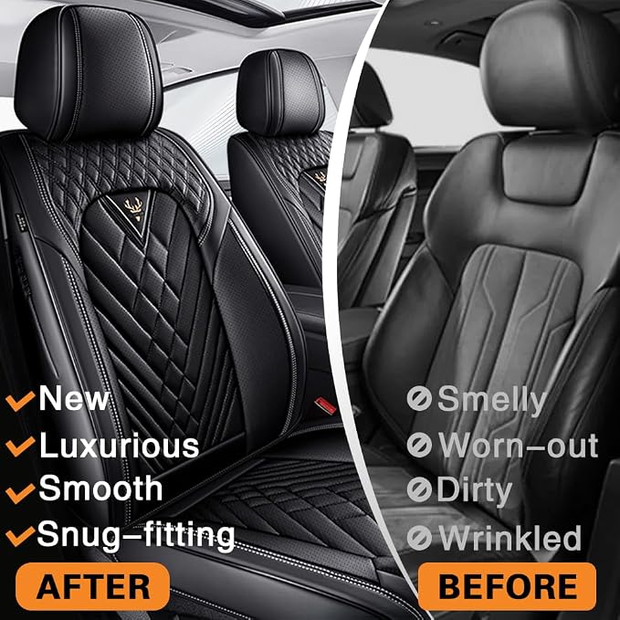 Fit for Toyota 4Runner Seat Covers 2001-2026,Premium Leather, 360° Full Protection, Thick Padding & Memory Foam, Waterproof & Stain-Resistant Car Seat Cover (2 Seat,Black)