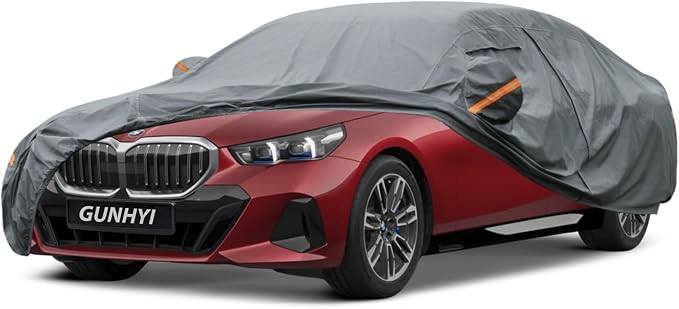 GUNHYI Premium Car Cover Custom Fit BMW 5-Series, 16 Layers Heavy Duty Car Cover Waterproof All Weather with Zipper Door for Sun Rain Snow Dust Uv Protection