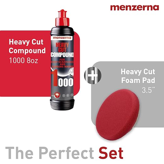menzerna Deep Scratch Remover Kit I Car polishing Set with Menzerna Heavy Cut 1000 (8oz) and 3.5 Inch Polishing Pad I Deep Scratch Remover Kit for All Types of Vehicles
