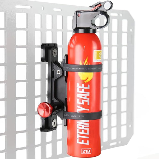 ZHILXN Aluminum MOLLE Panel Fire Extinguisher Mount Kit for 1-2in Slot Hole | Quick Release Car Fire Extinguisher Bracket to Tactical Rigid Panel, Fit MOLLE Panel Accessories for Truck Vehicles, 4 Clamps