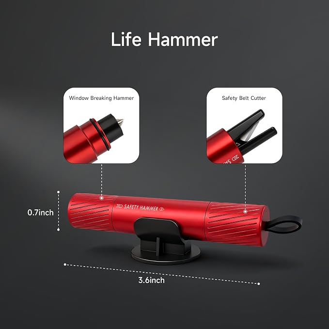 3Pcs Car Window Breaker Seatbelt Cutter, 2-in-1 Car Escape Tool, Window Breaker Glass Tool & Seatbelt Cutter, Essential Car Safety Hammer for Vehicle Emergencies