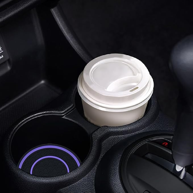 2 Pack Car Coasters for Cup Holder, 2.75 Inch Universal Auto Waterproof Coasters Silicon Insulation Cup Mats,No-Slip Anti Dust Insert Coaster for Woman Man, Suit for Vehicle Interior (2, Purple)