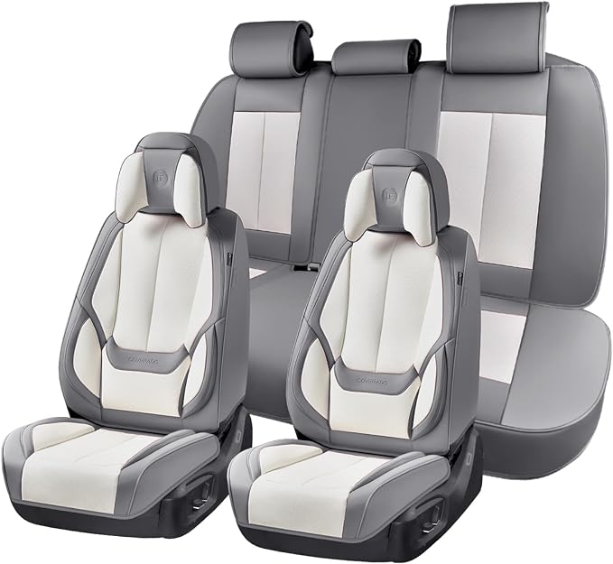 Coverado Car Seat Covers, Seat Covers for Cars, Waterproof Leather Auto Seat Protectors, Leather Car Seat Cushion, Car Interiors Accessories Universal Fit for Most Cars