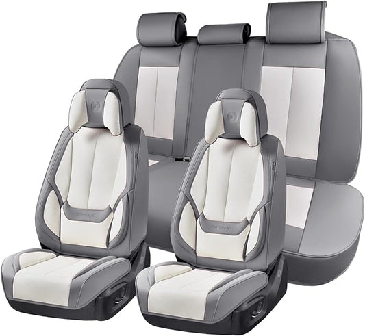 Coverado Car Seat Covers, Seat Covers for Cars, Waterproof Leather Auto Seat Protectors, Leather Car Seat Cushion, Car Interiors Accessories Universal Fit for Most Cars
