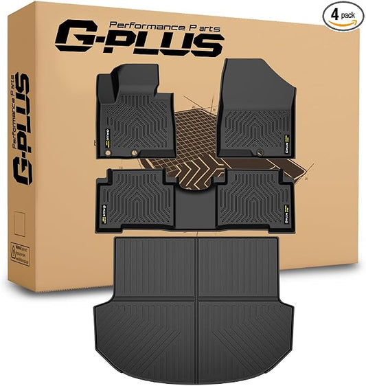 G-PLUS Floor Mats Cargo Liner Compatible with Hyundai Santa Fe 2017 | All Weather Protection,Non-Slip,Custom Fit Floor Cargo Liner,TPE Full Coverage,Black,4PCS