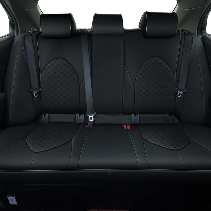 AOMSAZTO Car Seat Cover for Toyota Camry (Hybrid XLE Hybrid XSE) 2018-2024 Full Set Camry Seat Protector Leather Black