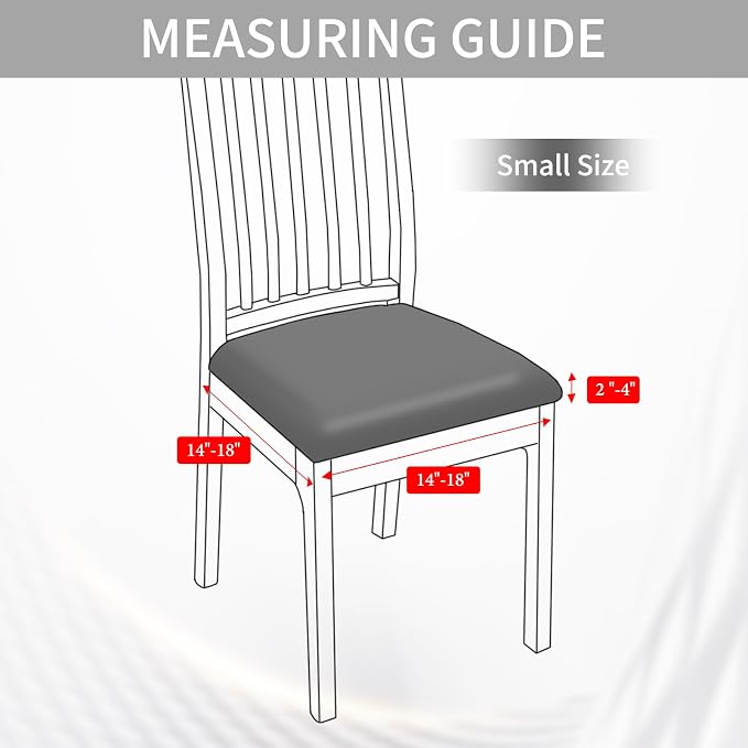 HAOYONG Waterproof Chair Seat Covers with Elastic Ties, Dining Room PU Chair Cover Seats Removable Washable Chair Protector Seat Cushion Slipcovers for Home, Kitchen (4PCS-Blue)