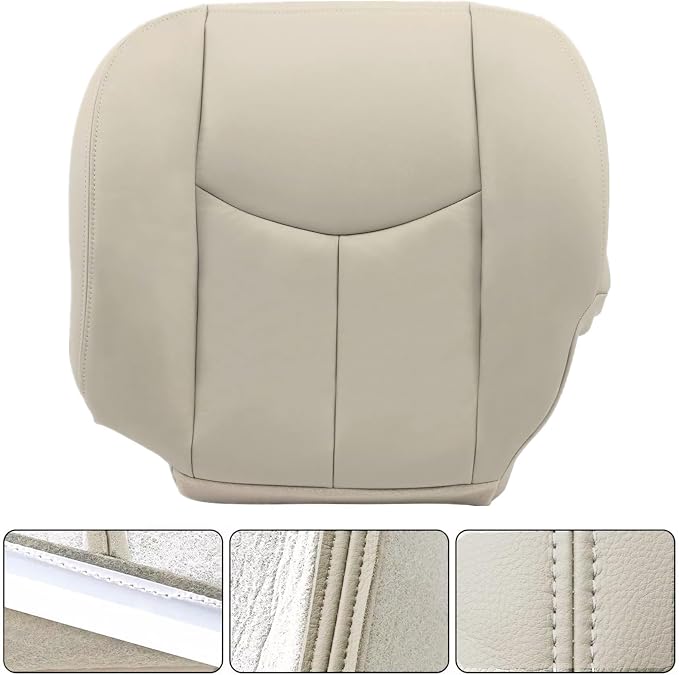NLQR #522 Driver & Passenger Side Bottom & Top Lean Back Replacement Seat Covers & 2Pcs Seat Armrests Covers Light Tan Compatible with Chevy Avalanche Tahoe Suburban GMC Yukon XL 2003 2004 2005 2006