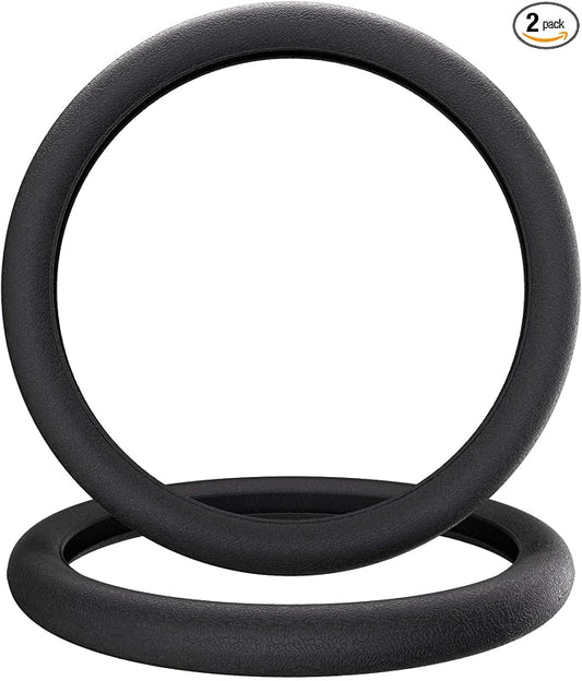 LRITER Car Steering Wheel Cover, Non-Slip Silicone Material, Multiple Color Choices, Universal Auto Parts Steering Wheel Cover, Suitable for Most Cars (Black2PCS)