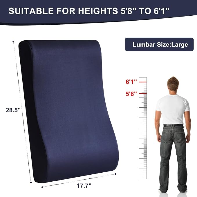 2-in-1 Neck Pillow Lumbar Support Pillow for Recliner Couch& Glider Chair - High Resilient Foam Ergonomic Back Support for High-Back Rocking Chairs, Glider Rocker Replacement Cushions Navy L