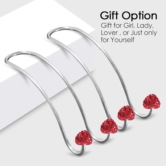 Guoord 【2026 Upgraded】 Car Headrest Hooks Decorations, 2 Pcs Bling Heart-Shaped Purse Hook Hangers, Auto Hooks Car Hangers and Durable Backseat Holder, Storage Universal for SUV Truck Vehicle (Red)