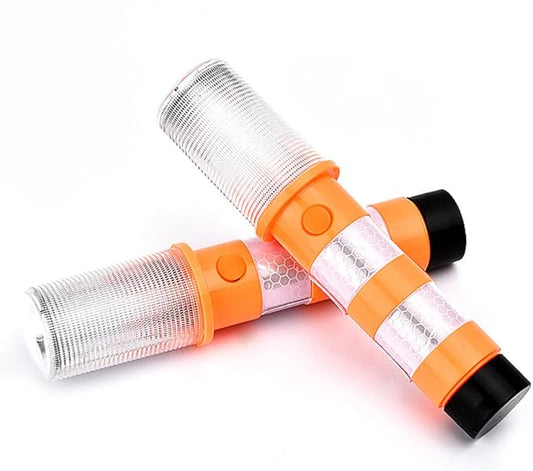 2Pc LED Safety Beacon Portable Emergency Roadside Flares with Visibility Durable Design for Traffic and for Camping and Hiking Orange