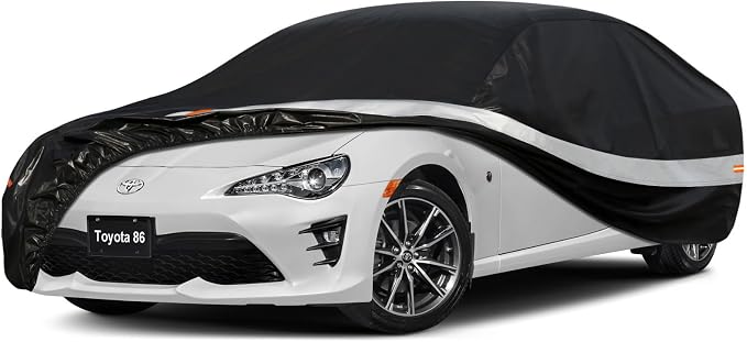 10 Layers Car Cover Custom Fit for Subaru BRZ (2012-2026)/Toyota 86(2012-2021), Waterproof All Weather for Automobiles, Outdoor Full Cover Sun Dust Rain Protection with Cotton. Black