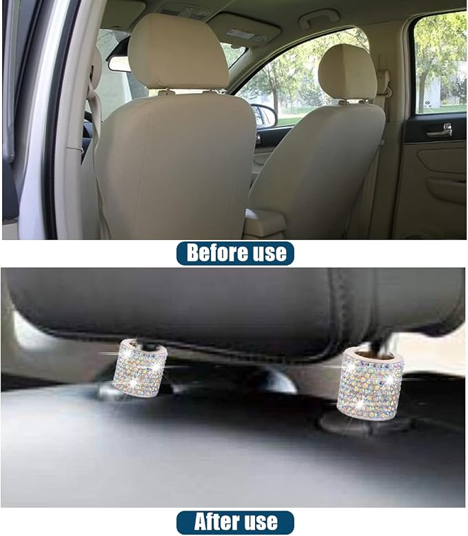 BELOMI 4 Pack Car Headrest Collars, Bling Car Head Rest Collars Rings Decor, Rhinestone Car Head Rest Collars, Diamond Interior Car Seat Accessory (Style 2-Multicolour)