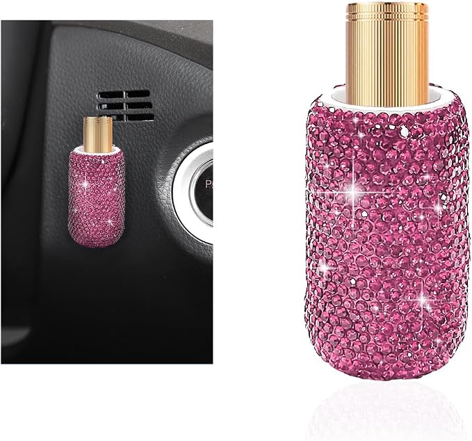 DXNQ Upright Car Lipstick Holder, Bling Strong Adhesive Upright Lipstick Organizer Vehicle Lip Balm Holder, Sparkling Rhinestone Auto Interior Insulating Lip Balm Mount for Women (Pink)