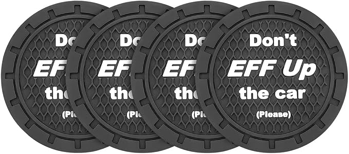 8sanlione Car Cup Coaster, 4Pcs 2.75 Inch Auto Cup Holder Insert Coasters, Non-Slip Waterproof Embedded Drink Mat, Automotive Interior Accessories for Men and Women (A Black/4PCS)