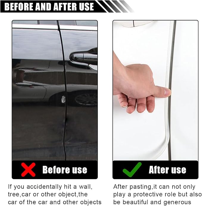 16Ft(5M) Car Door Edge Protector, Anti-Collision Strip, Entry Guard, No Glue Protective Strip, Automotive Trim (White)