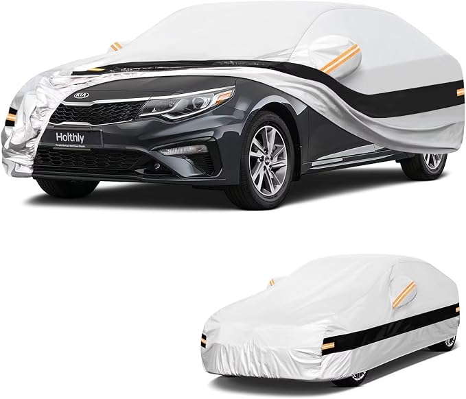 10 Layers Car Cover Custom Fit for KIA Optima KIA K5(2000-2026), Waterproof All Weather for Automobiles, Outdoor Full Cover Sun Dust Rain Protection with Cotton. Silver