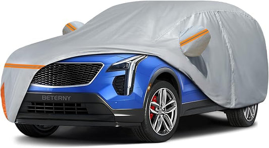 Car Cover for 2018-2026 Cadillac XT4, Waterproof Custom-fit Sun Rain Dust Snow Wind All Weather Protection Outdoor XT4 Full Car Cover with Cotton Lining and Door Zipper-Gray