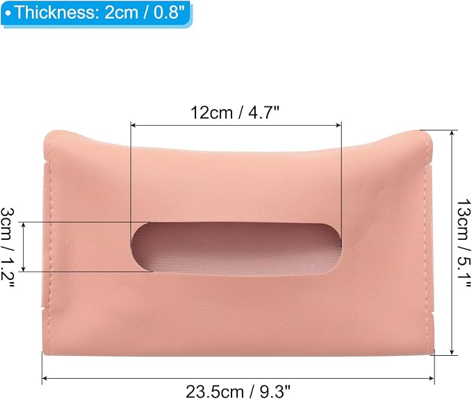 PATIKIL Car Tissue Holder, PU Leather Rectangle Napkin Paper Towel Dispenser Box Case with Elastic Strap for Car Sun Visor Seat, Pink