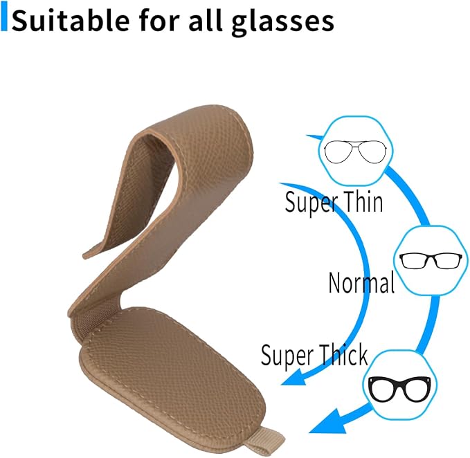 Yuoyar 2 Packs Magnetic Sunglass Holder for Car Visor (Beige) | Magnetic Interior Car Accessories