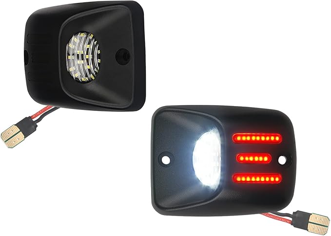 LED License Plate Light Lamp Assembly with Red OLED Neon Tube Compatible with Tacoma 1995-2004 Pickup Truck Black housing 6000K White, Pack of 2
